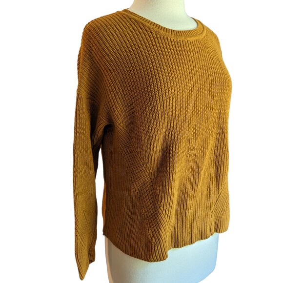 Lucky Brand Women's Goldenrod 100% Cotton Knit Lace-up Back Boxy Sweater Size M - Picture 1 of 8